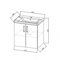Set mobilier suspendat si lavoar Kolpasan, Evelin, 65 cm, stejar gri